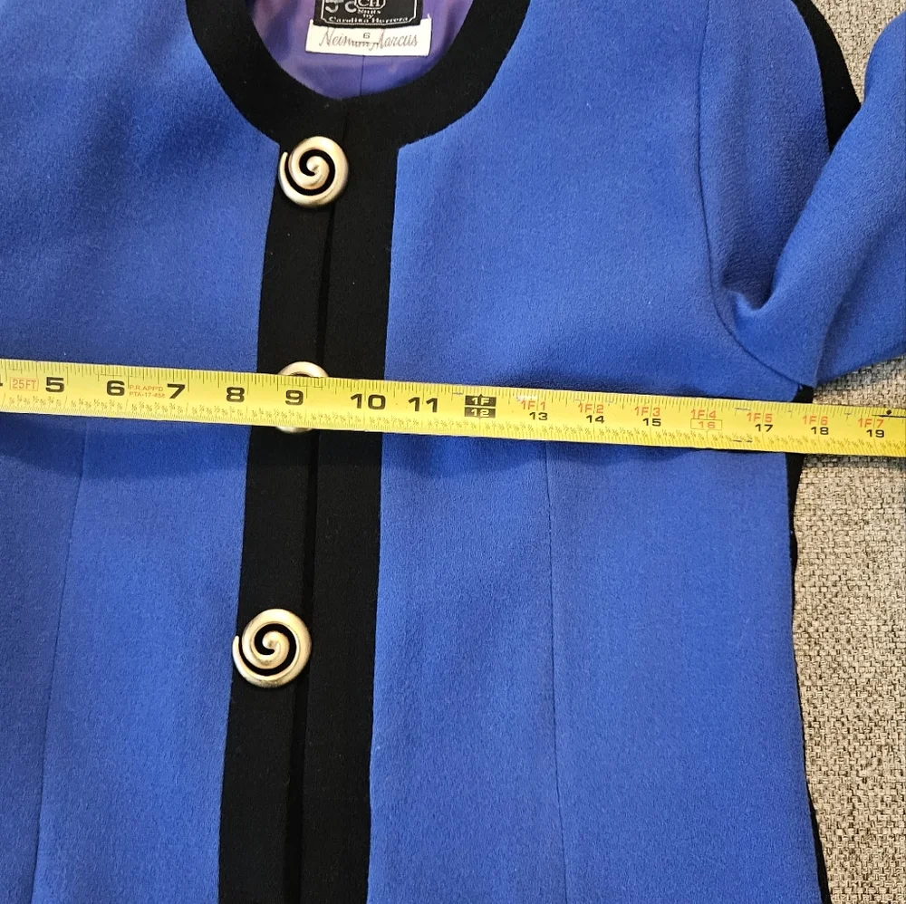 Carolina Herrera Jacket Vintage Royal blue/Black Sz 6 EUC - Picture 11 of 14